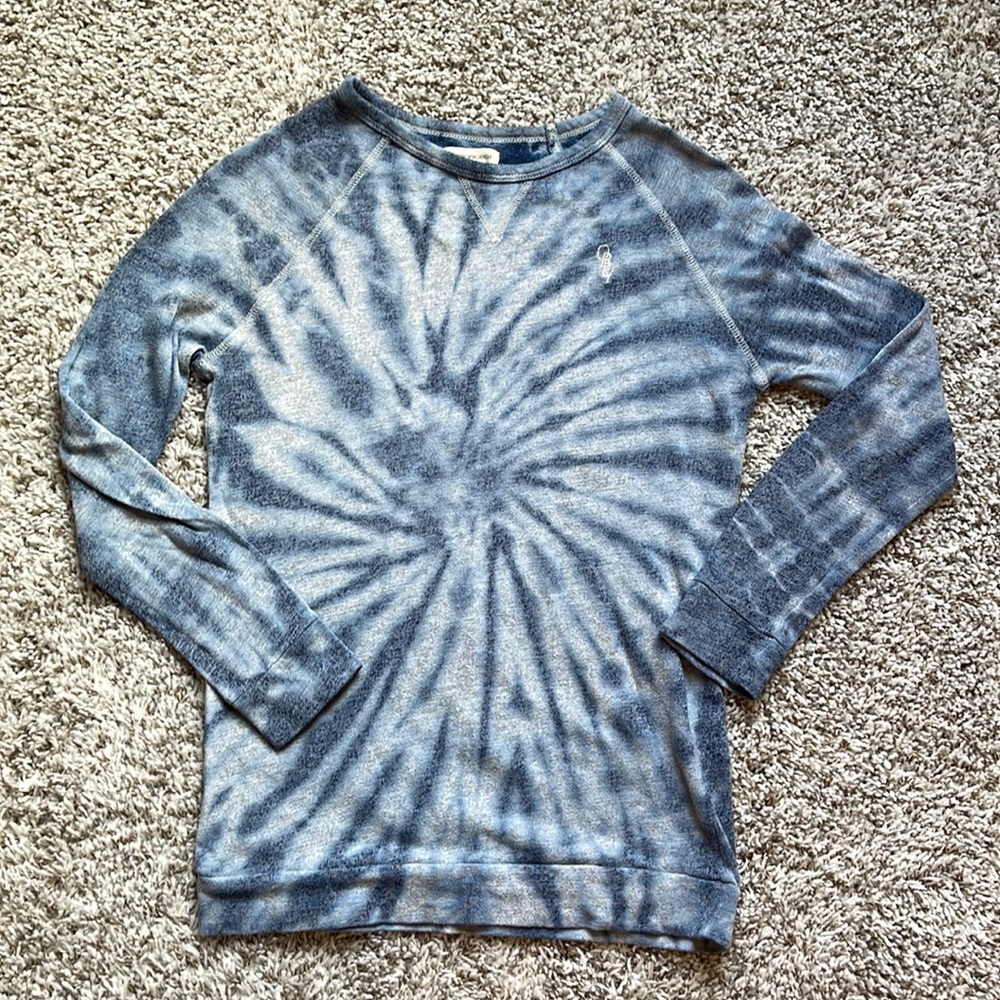 Women’s Obey Propaganda Tie Dye Gray Blue Long Sleeve Tee Shirt
